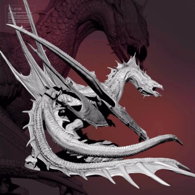 110mm resin figures model Fantasy Double Sword Tailed Mother Dragon unassembled