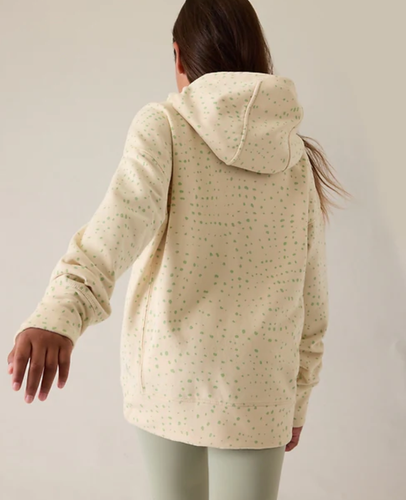 Athleta Girl Retro plush Oversized Hoodie L/12 City Lights Cream Polkadots Large - Picture 4 of 4