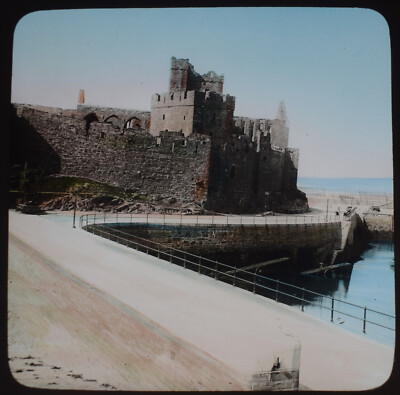 Foto ISLE OF MAN PEEL CASTLE VON DER FÄHRE Zauberlaternendia um 1890 IOM