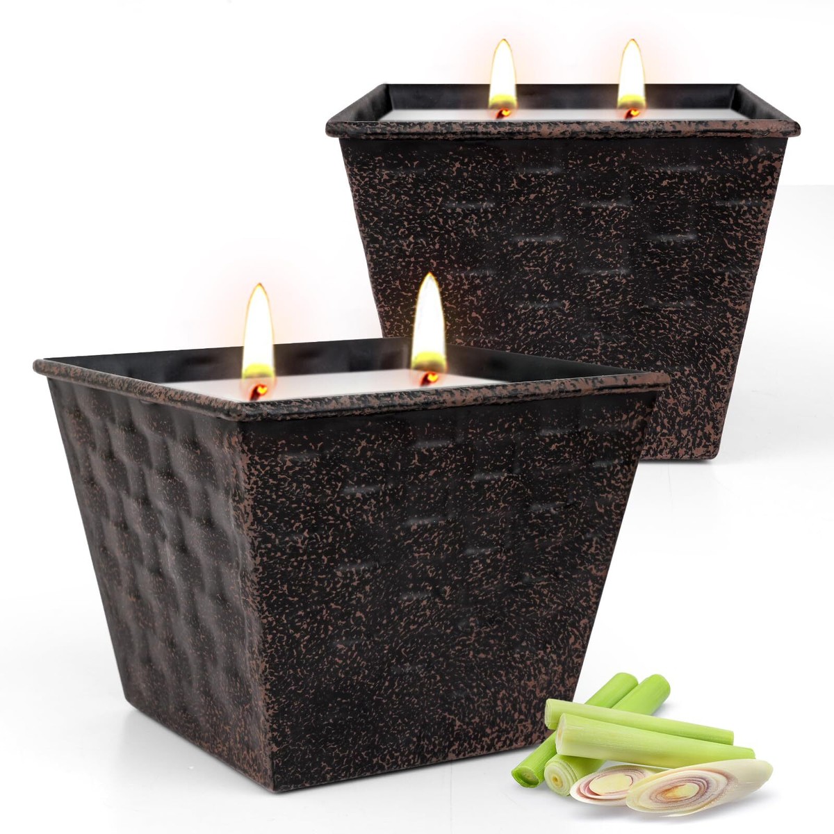 2x XXL Citronella Kerzen Im Glas - 250h Brenndauer, Natürliches Sojawachs Mit Holzdeckel