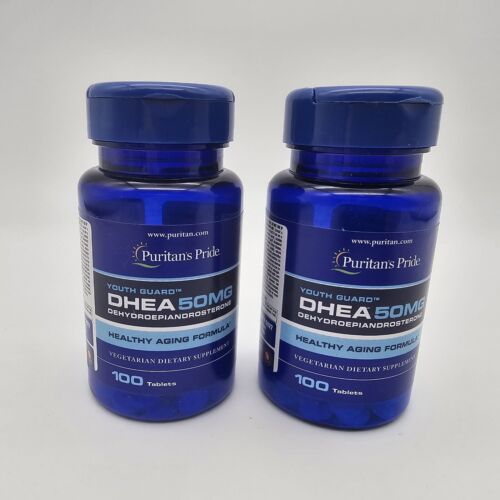 DHEA 50mg 100 Tablets Puritans Pride Youth & Aging Supplement, 2-Pack EXP 6/2025