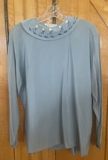 Gianni Versace 1980 Silk Blouse - Floral Embroidered Neck , Open Back Size II