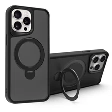 For iPhone 16 Pro Max 15 14 13 12 11 Matte Magnetic Case with 360° Ring Stand