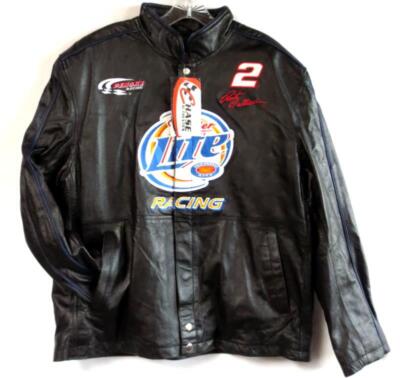 NWT Chase Rusty Wallace #2 Blk Leather Miller Lite Jacket Sz M