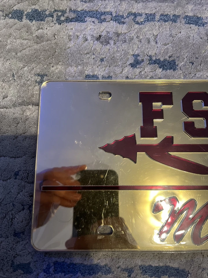 NUEVO Oro FSU FLORIDA STATE MOM Placa Espejada Etiqueta Coche Seminoles Oficiales Foto 2 de 4