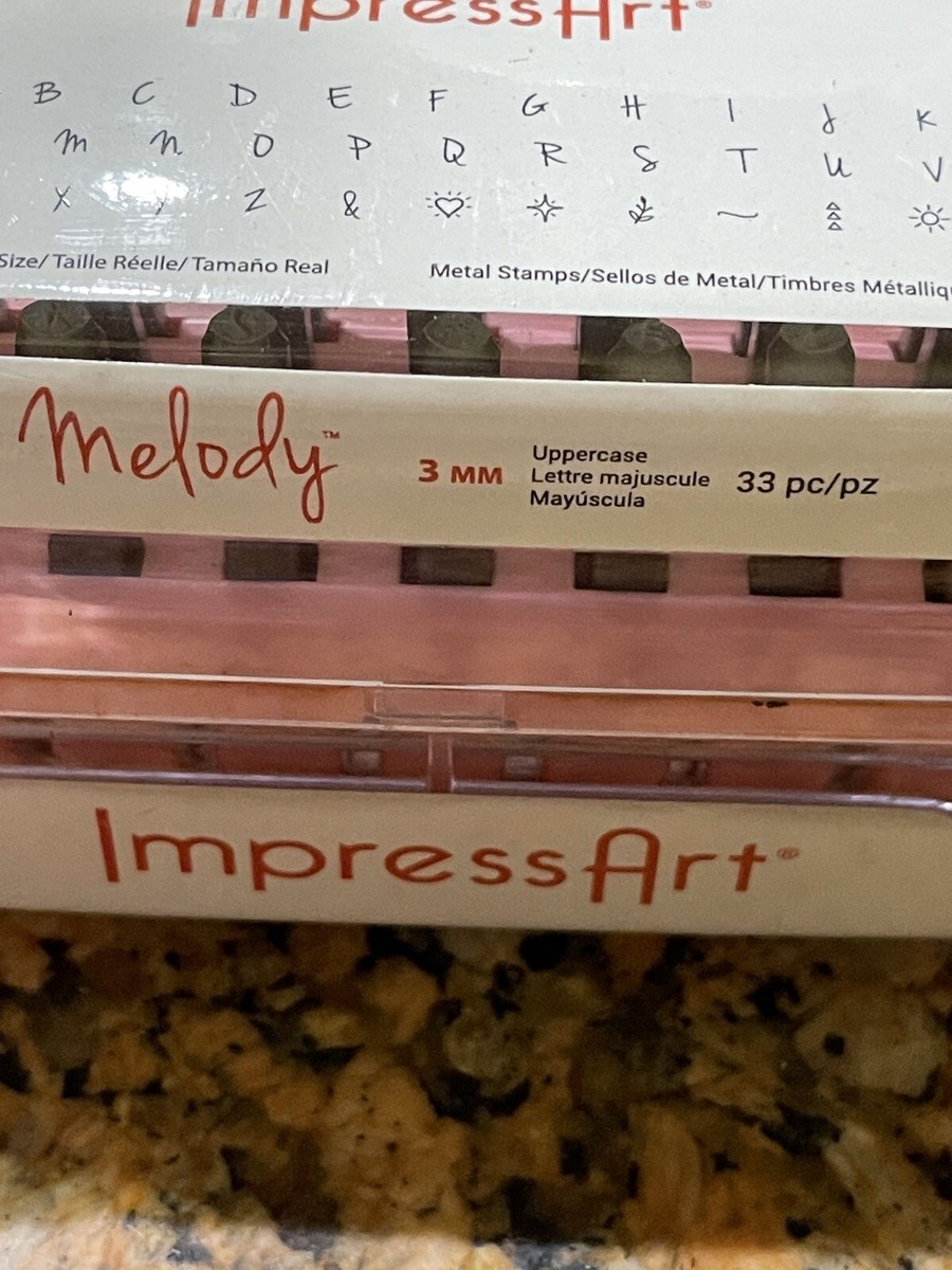 Jeu De Poinçons ImpressArt 'Melody' - 33 Pièces, Lettres Majuscules 3mm - Pour Empreintes Sur Bijoux