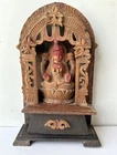 Vintage Old Rare Hand Crafted Wooden Hindu Worship Goddess Laxmi Figure Statue