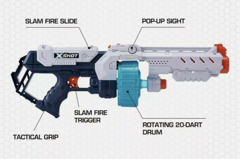 X-Shot Turbo Fire 48 darts Slam Fire shoots 90 ft Blaster Hub Test