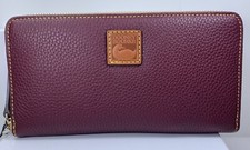 Dooney  Bourke Pebble Grain Large Zip Around Wristlet Wallet Clutch Bordeaux