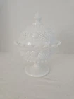 Vintage Westmoreland White Grape Milk Glass Candy Dish with Lid