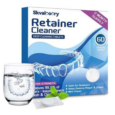 Retainer Cleaner Tablets   60 Count, Mint Fresh, for Cleaning Invisalign, Mouth