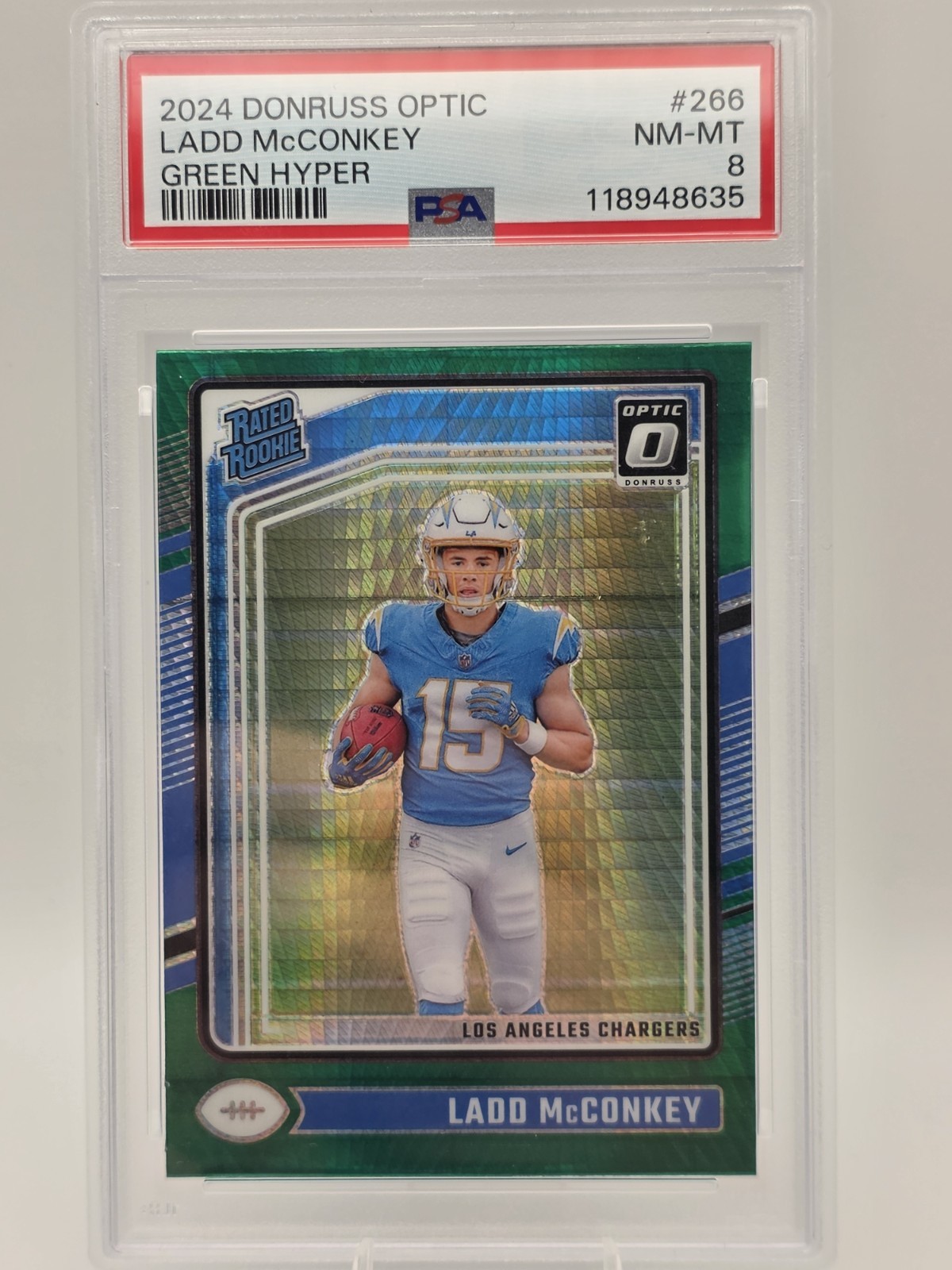 2024 Panini Donruss Optic - Rated Rookie Ladd McConkey #266 Green Hyper Prizm...