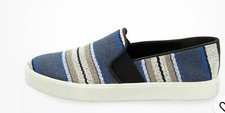 VINCE BLAIR STRIPED ROUND-TOE SLIP-ON FABRIC SNEAKERS BLUE MULT Size US 7