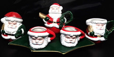 Vtg Mini Tea Set Santa Claus Christmas Decor Collectible Holiday Ceramic China