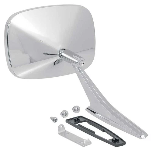 1968-72 Chevrolet Pontiac; Outer Door Mirror; Chrome; Ribbed; RH Passenger Side;