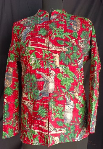 Ethnic Indian Handmade Cotton Boho Quilted Jacket Kantha Coat Women Wear Kimono