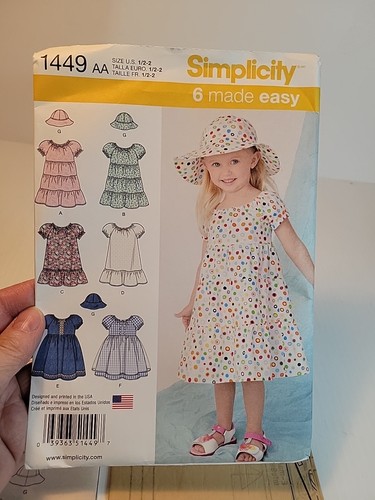 Vestido Simplicity 1449 en capas, dobladillo con volantes y manga abullonada, sombrero de ala ancha talla 1/2-2 - Imagen 2 de 5
