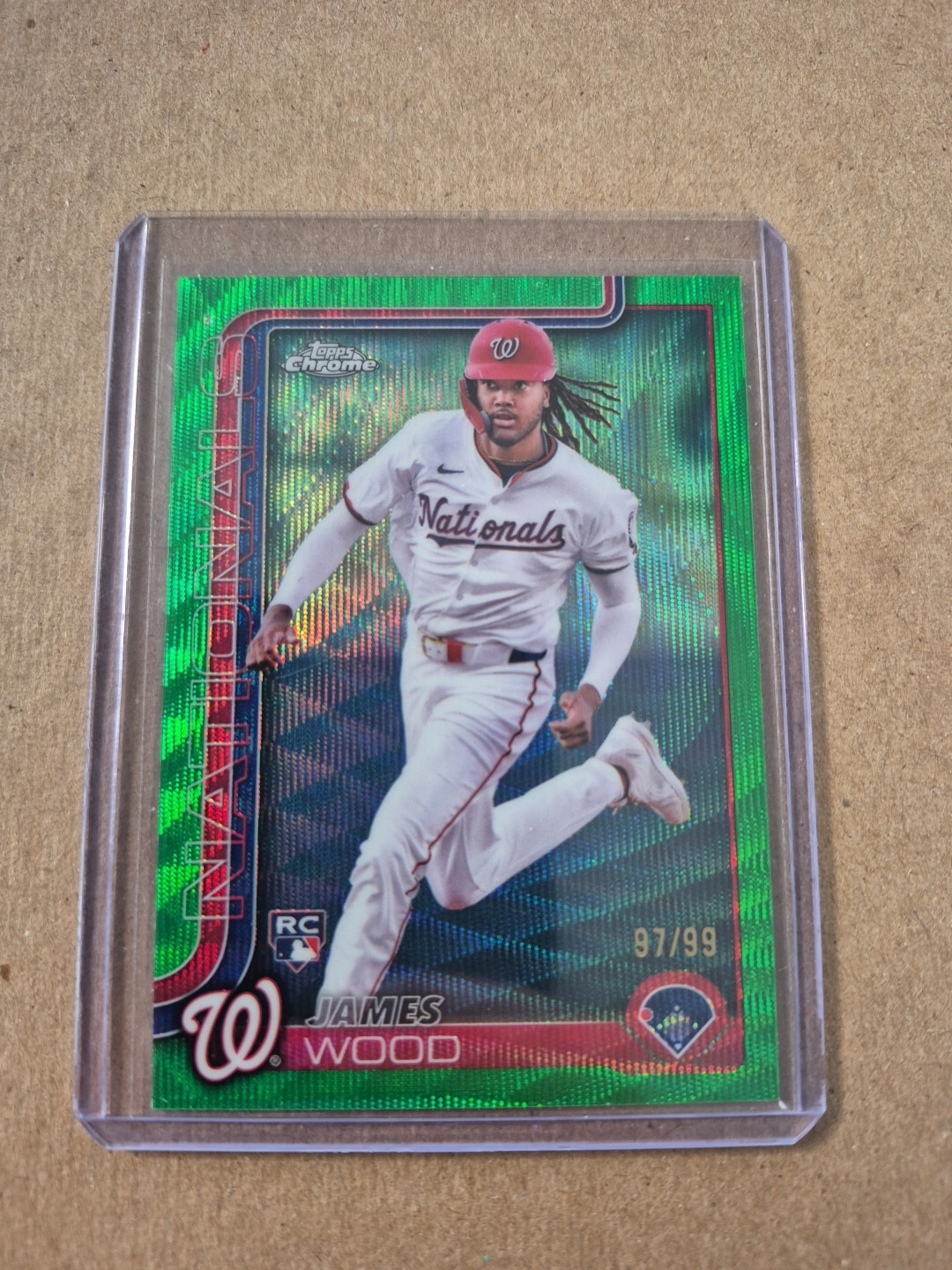 2025 Topps Chrome - James Wood #132 Green Wave Refractor /99 (RC)