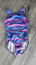GK EliteGymnastics Leotard Keyhole Back Blue Purple Shimmer Size Medium