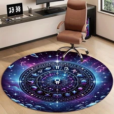 100cm*100cm100% Polyester Non-Slip Constellations Universe Starry Sky Round Area