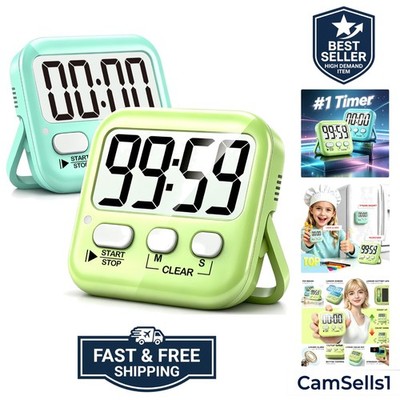 2 Pack Digital Timer for Kids, Magnetic Countdown Kitchen Timers for Cooking,...