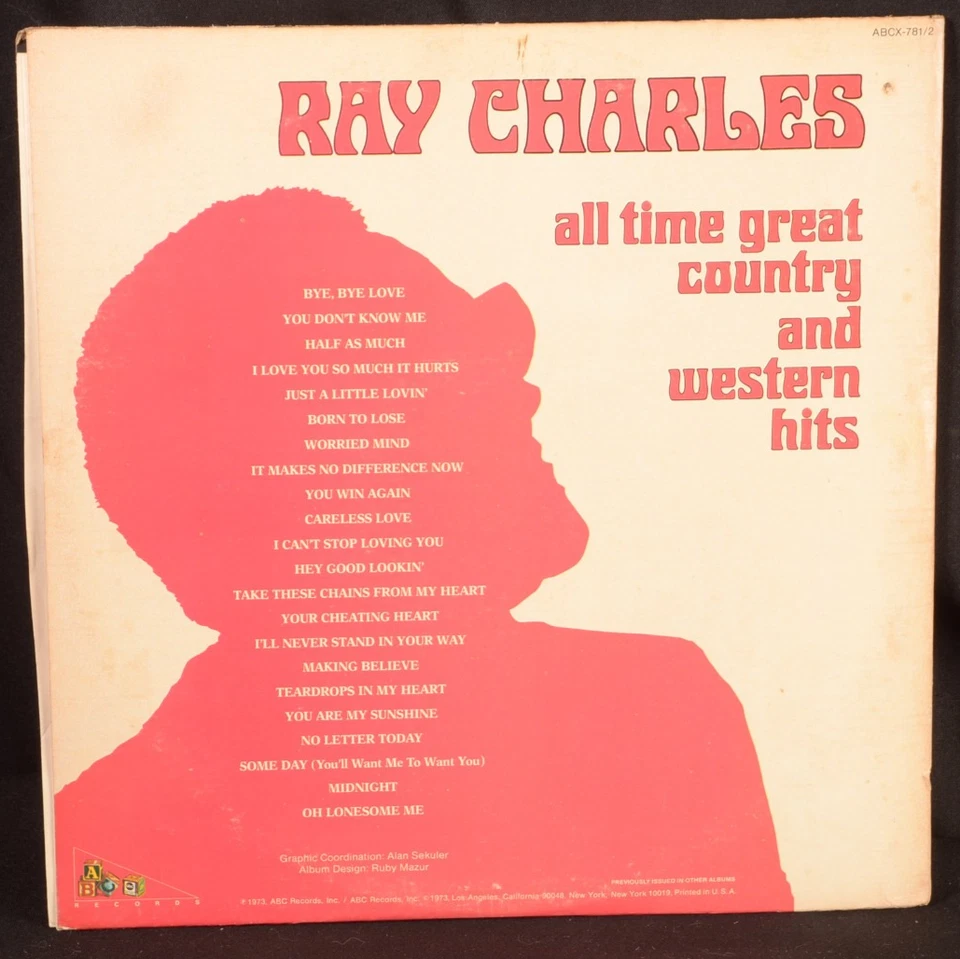 RAY CHARLES "ALL TIME GREAT COUNTRY & WESTERN HITS" (VINYL X2/1ST REL-1973) - Image 4 of 4