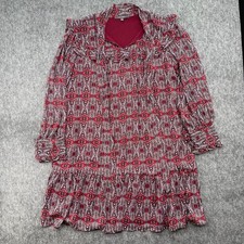 Julia Jordan Dress Size 14 Red Medallion Ruffle Long Sleeve Tiered