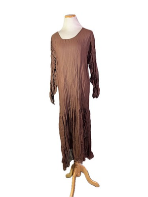 #ad Sandi Kent OS? Brown Crinkled Pullover Dress Sheer $29.99