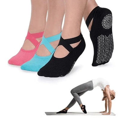 Rutschfeste Frauen Pilates-Socken Baumwolle Fitness Yoga Barre Ballett