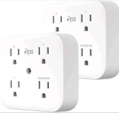 KMC Smart Tap Mini 2-Pack, 4-Outlet Wall Mounted Plug Adapter, 3... 