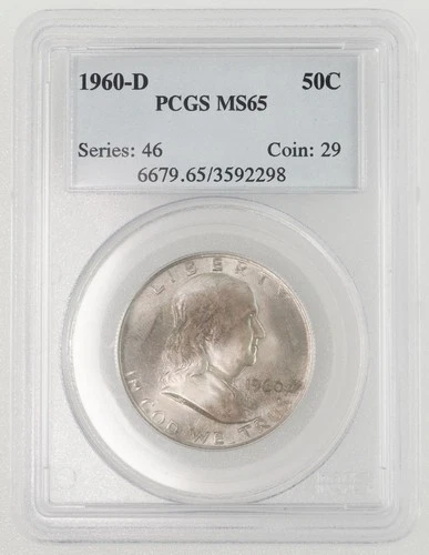 1960 D Franklin Half Dollar PCG MS65 Silver 50C Mint State 65 Denver Mint Coin