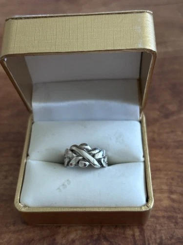 Vintage Sterling Silver 4-Piece Puzzle Knot Ring Size 5.5  Interlocking Design