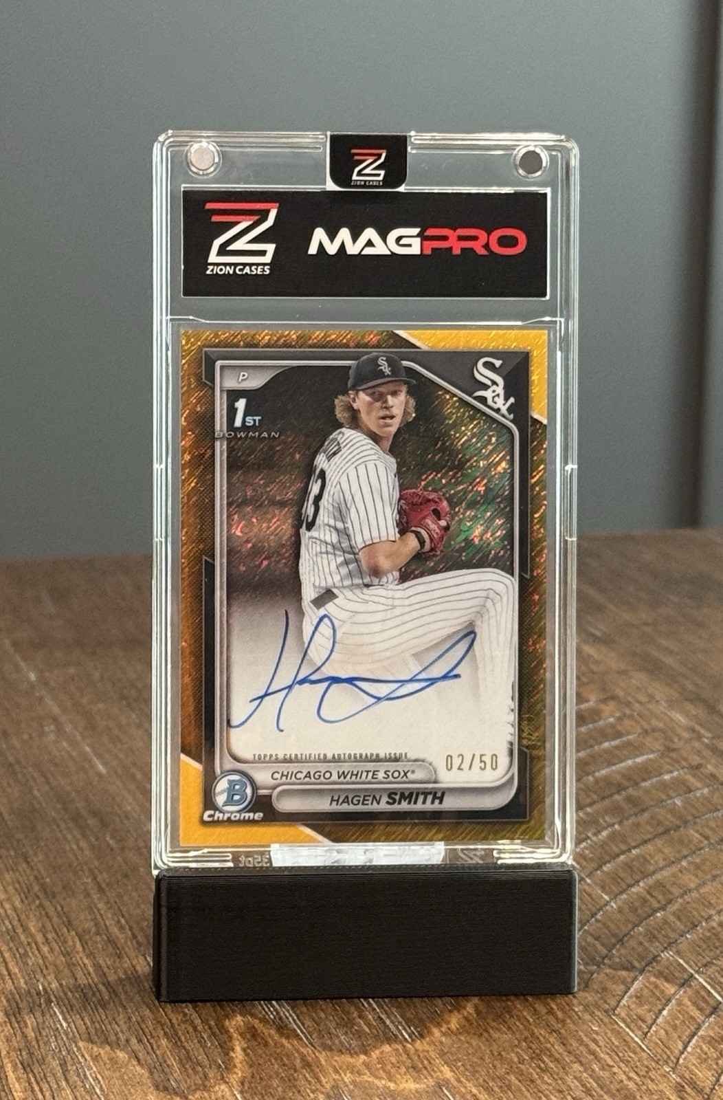 2024 1st Bowman Draft Chrome Prospect Autographs Hagen Smith Gold Wave /50