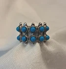 Vintage Designer Joseph Esposito Turquoise 2 Row Statement Sterling Silver Ring