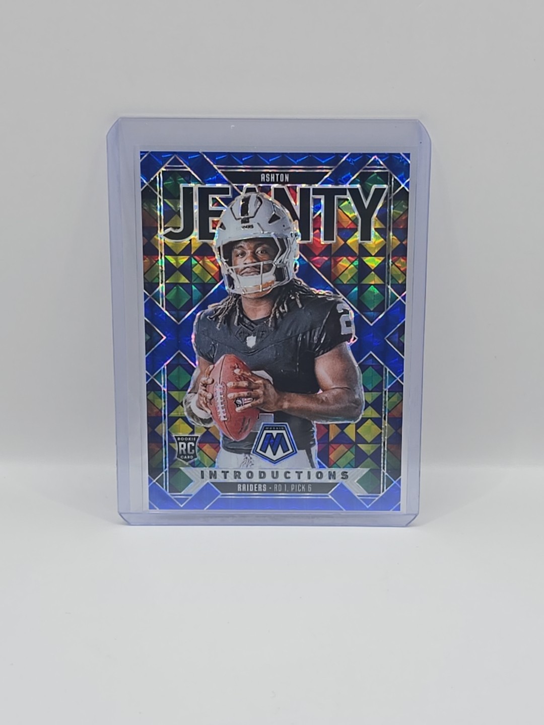 2025 Panini Mosaic Ashton Jeanty Blue Introductions /99 #3 Rookie LV Raiders