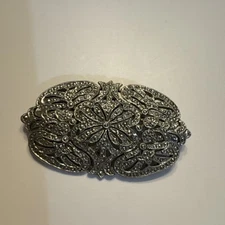 Stunning Vintage Victorian Style Silver tone  Brooch Pin 2.25”Long