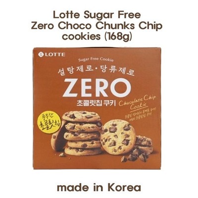Lotte Sugar Free Zero Choco Chunks Chocolate Chip Cookies Made in Korea