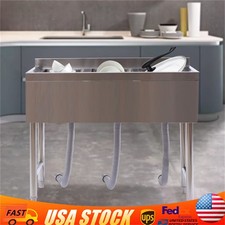 Three 3 Compartment Stainless Steel Commercial Kitchen Restaurant Bar Sink