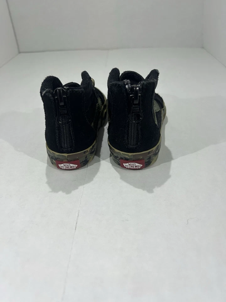 Vans Sk8-Hi Zip Toddler Shoes Size 10 Black Camo Sole Suede Canvas High-Top - Image 3 of 4