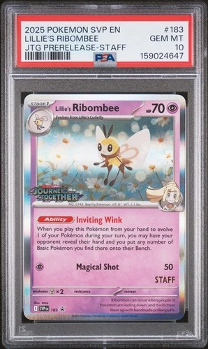 2025 POKEMON SVP JOURNEY TOGETHER PRERELEASE-STAFF #183 LILLIE'S RIBOMBEE PSA 10