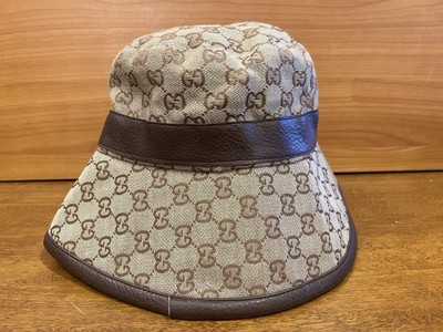 Gucci GG Logo Bucket Hat Brown Monogram Canvas Leather Band  display picture 3