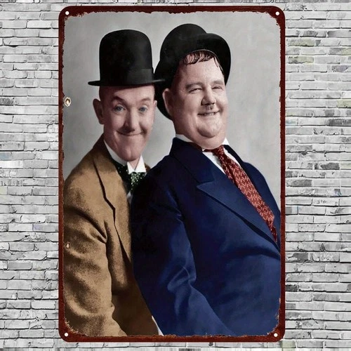 Laurel & Hardy Portrait Art Poster Vintage comedians Tin Metal Signs Home Décor
