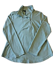 CHAPS ACTIVE TOP SOLID COTTON HALF -ZIP,  GREENY BLUE LONG SLEEVE    MEDIUM