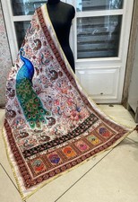Women chunni Pearl  Mirror work dupatta Handcrafted morpankh Print neck drape