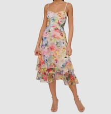 Adrianna by Adrianna Papell Women's Ivory Floral Sweetheart Dress Size 12