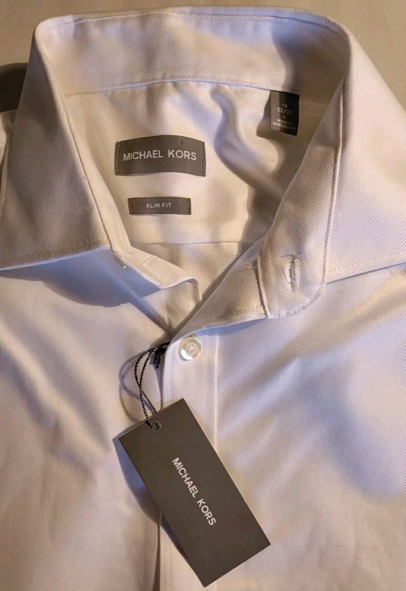 Men's Michael Kors Slim Fit Solid White Cotton Long Sleeve Shirt 16 32/33 New | eBay Men's Michael Kors Slim Fit Solid White Cotton Long Sleeve Shirt 16 32/33 New | eBay