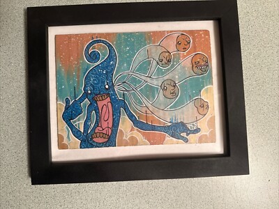 Yoskay Yamamoto Original Art Full Color Painting Drawing 8 1/2  X 6  Framed