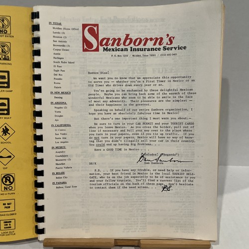Mexico Travelog Dan Sanborn Mexican Insurance 1976 Vintage Book Maps Travel Log - 第 3/5 張圖片