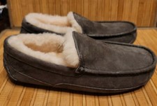 UGG Ascot 5775 Moccasin Slippers Slip On Suede Wool Charcoal Mens Size 8