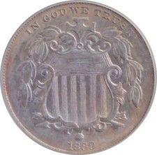 1869 MS64 Shield Nickle, PCGS 4705137, Quality Strike and Luster
